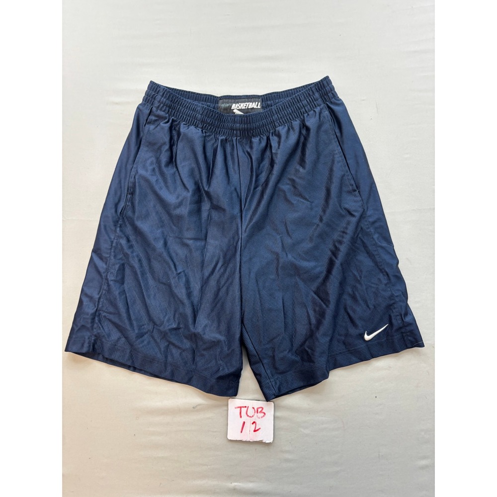 Nike Basketball Shorts Mens Large Navy Blue Mesh Athletic Gym Swoosh Logo